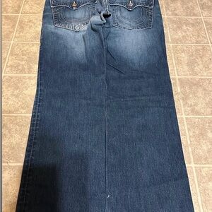 True Religion Indigo Blue Men's Jeans with Contrast Stitching